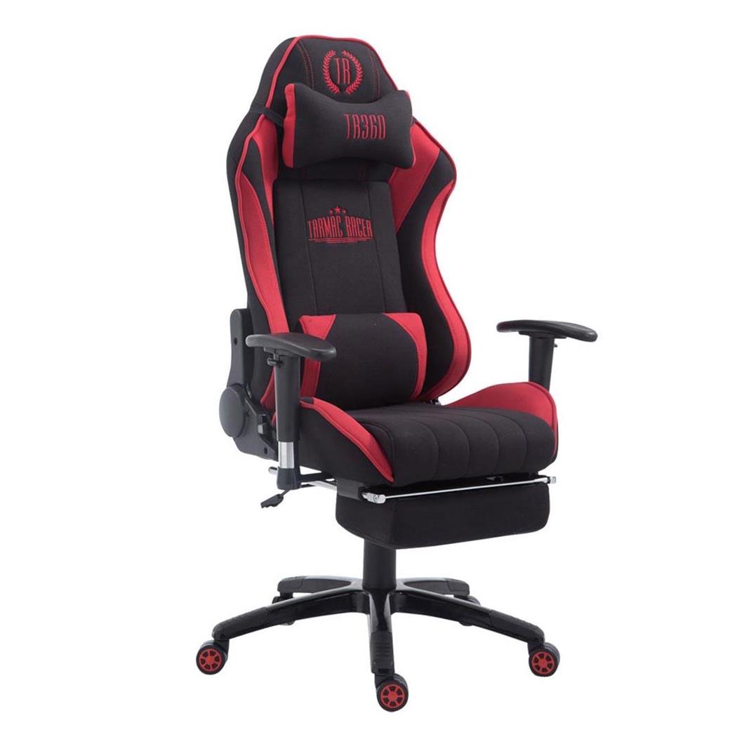 Cadeira Gaming TURBO PANO com Apoio para os pés, Encosto Reclinável, Almofadas Lombar e Cervical, Em Preto/Preto