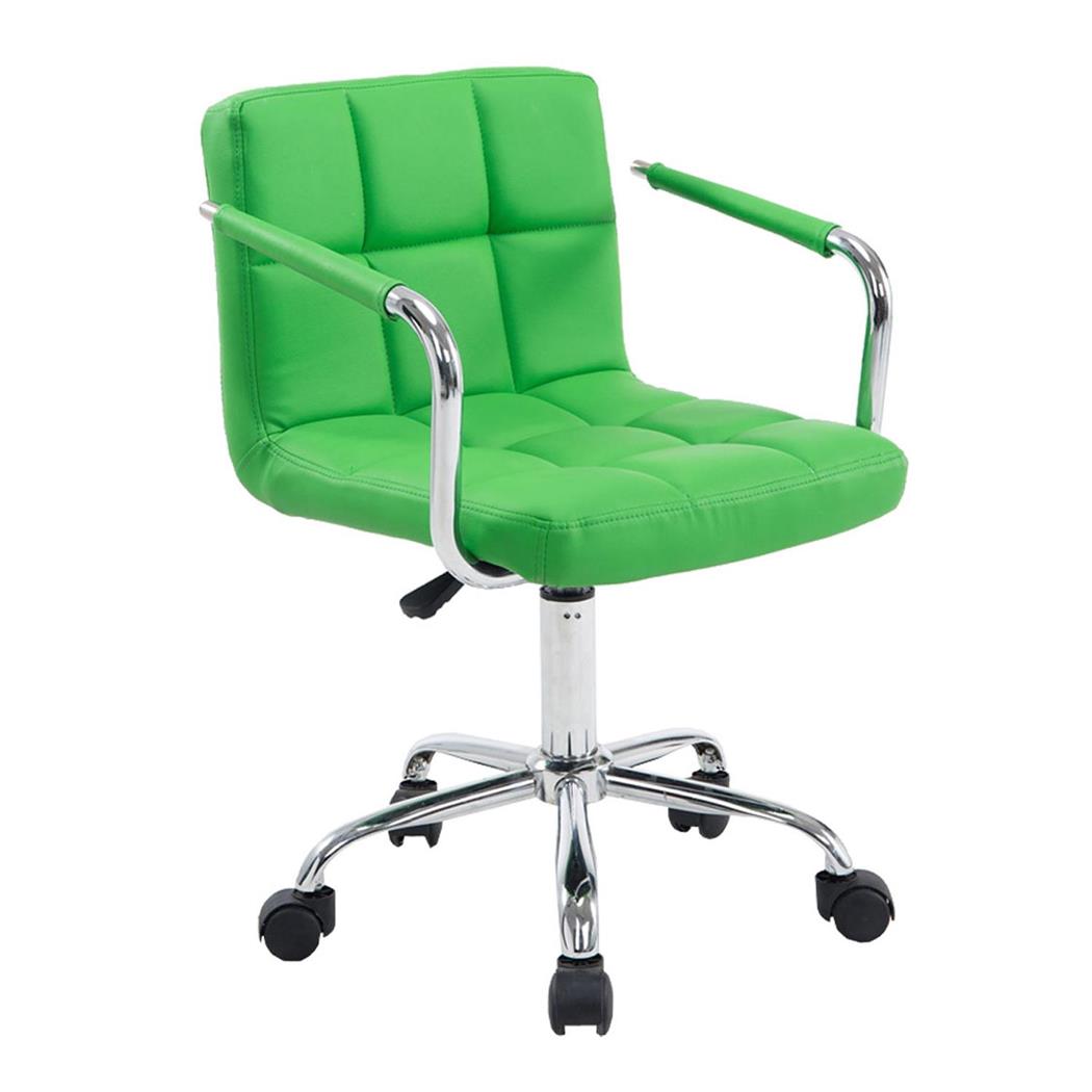 Cadeira de Escritório BETTY, Bom Acolchoado, Estrutura Metálica, em Pele cor Verde