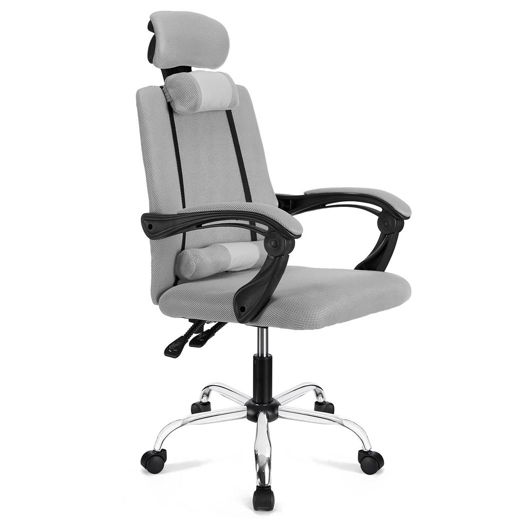 Cadeira Ergonómica FABIO, Reclinável, Almofadado, Malha Respirável, Cor Cinza