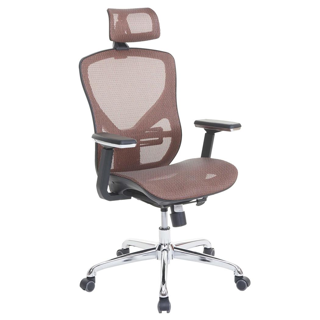Cadeira Ergonómica LAMBI, Totalmente Ajustável, Suporte Lombar, Em Cor Laranja Escuro