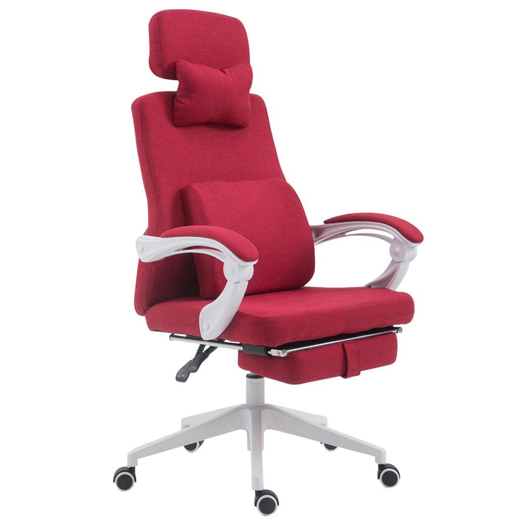 Poltrona de Escritório ADRIANO, Apoia Pés Extensível, Almofadas de Apoio, Em Pano, Vermelho