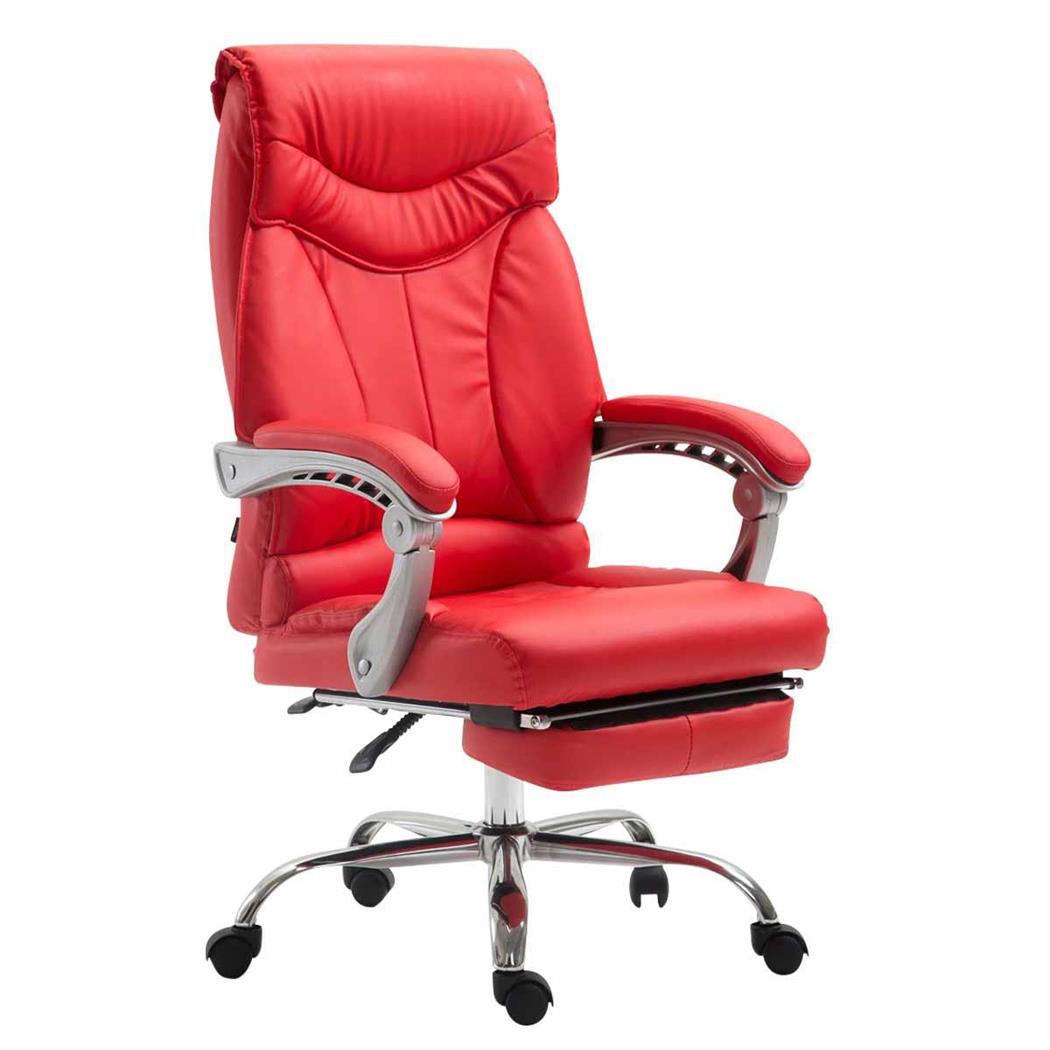 Poltrona de Escritório OREGON, Apoio para os pés Extensível, Bom Acolchoado, Em Pele cor Vermelho