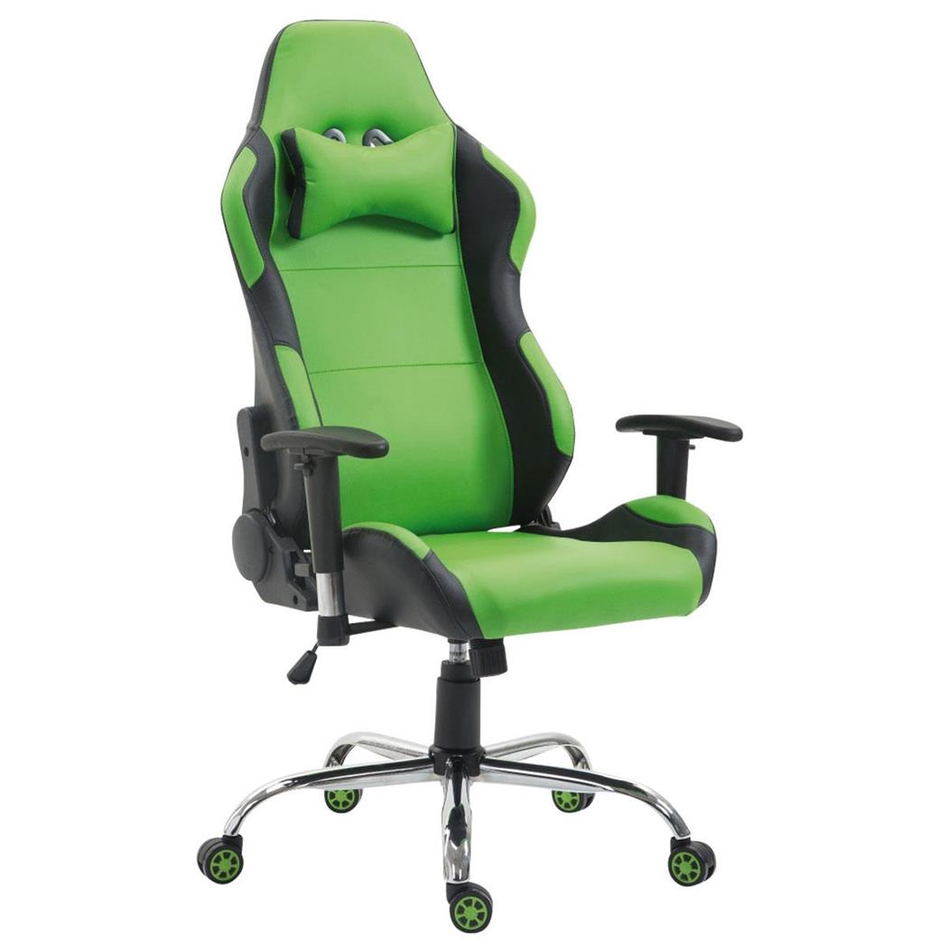 Cadeira Gaming ROSBY, Design Desportivo e Muito Confortável, Em Pele, Cor Verde