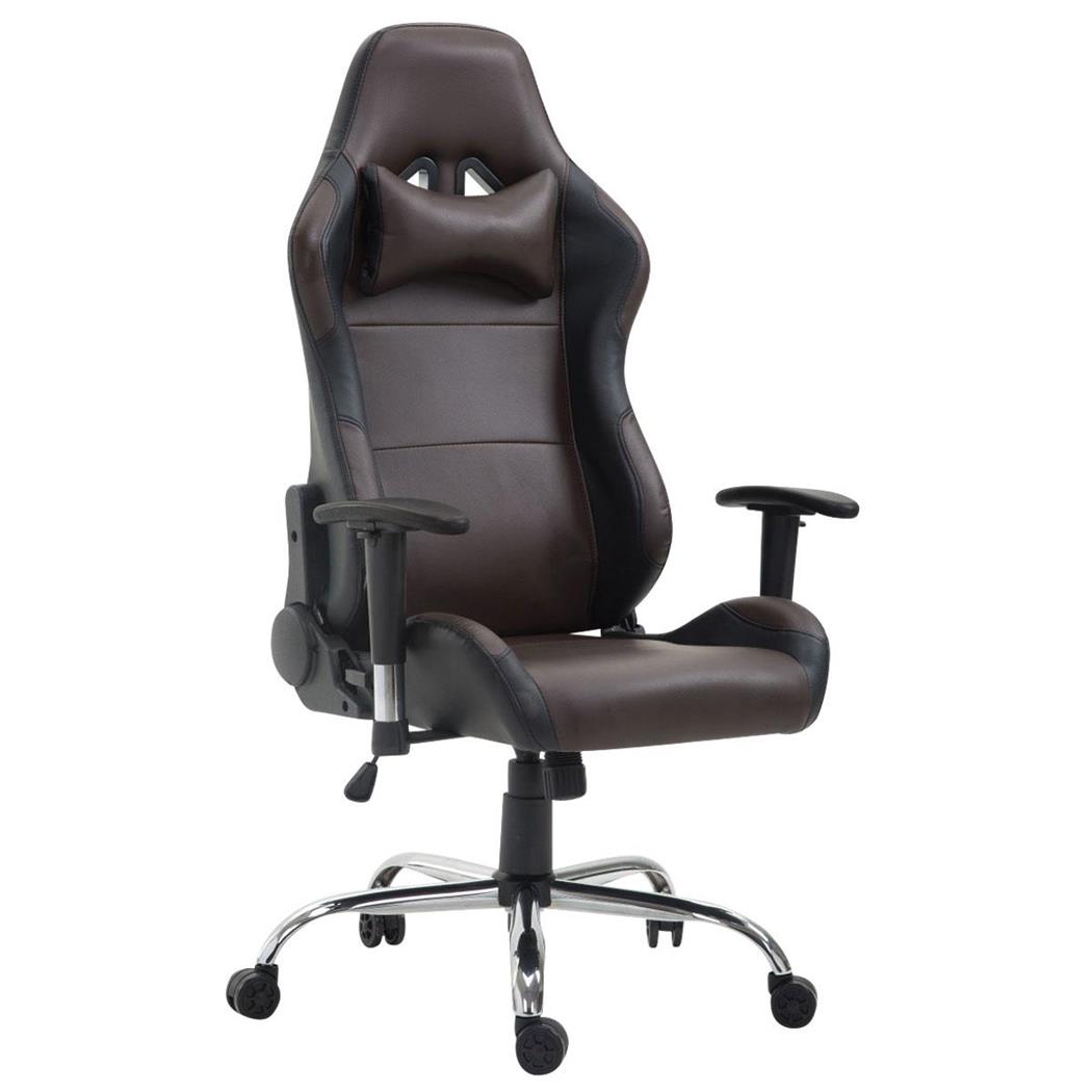 Cadeira Gaming ROSBY, Design Desportivo e Muito Confortável, Em Pele, Cor Castanho