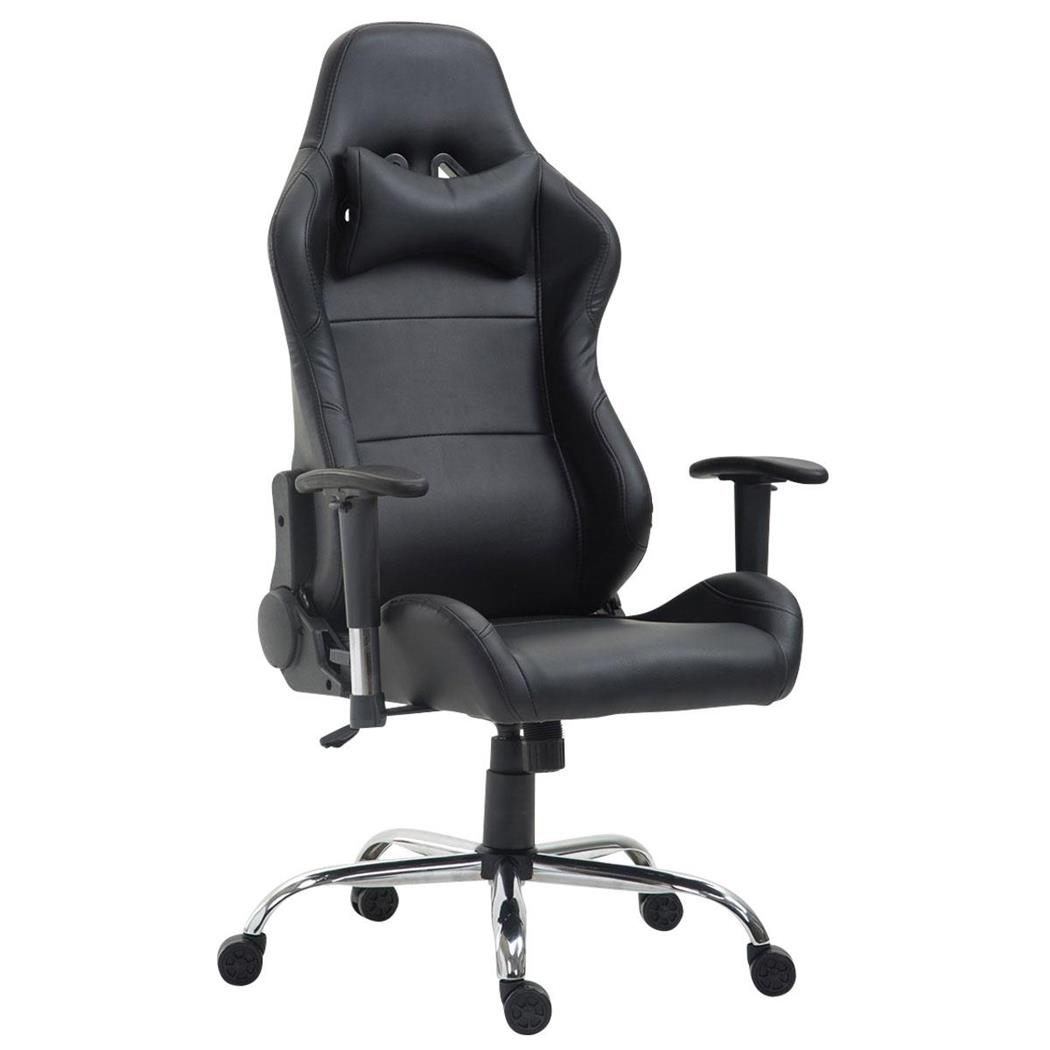 Cadeira Gaming ROSBY, Design Desportivo e Muito Confortável, Em Pele, Cor Preto