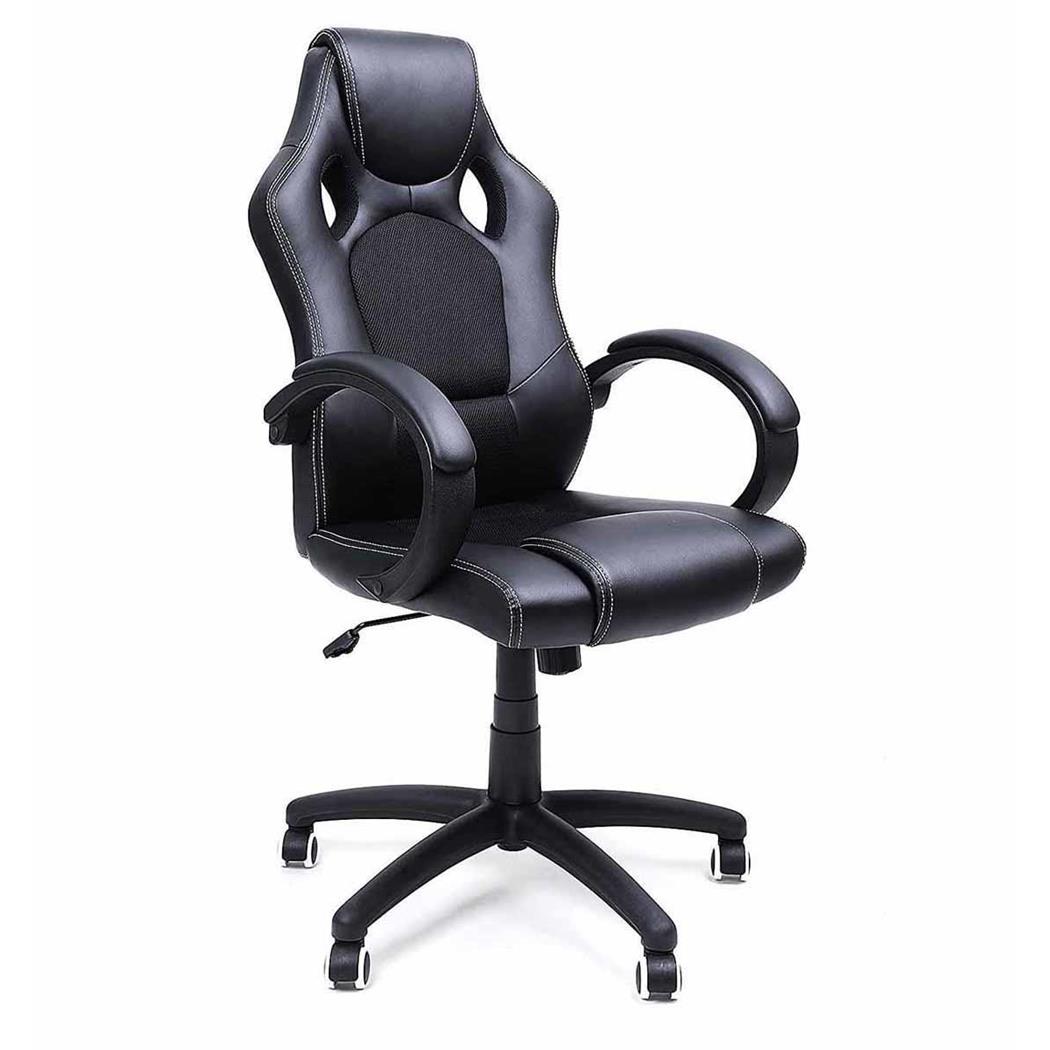 Cadeira Gaming ARTY, Grande Acolchoado, Design Desportivo, Em Pele, Cor Preto