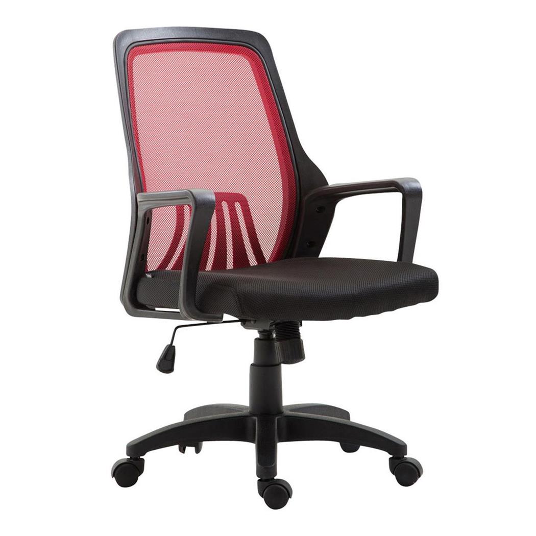 Cadeira de Escritório CLIVEN, Suporte Lombar, Mecanismo Basculante, Cor Vermelho