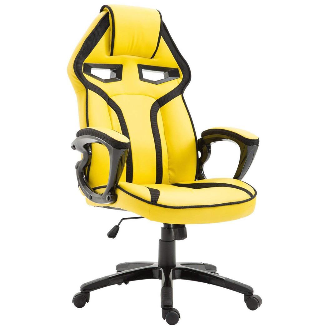 Cadeira Gaming GOTAM, Mecanismo de Balanço, Design Desportivo, Em Pele, Amarelo