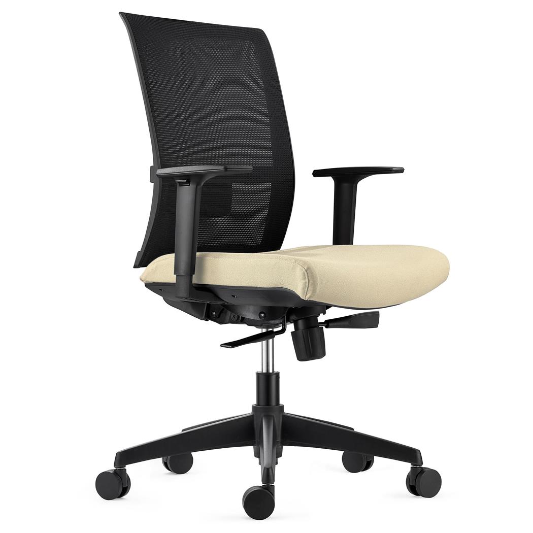 Cadeira Ergonómica EXON, Suporte Lombar, Uso 8 Horas, em Pano e Malha, Cor Creme