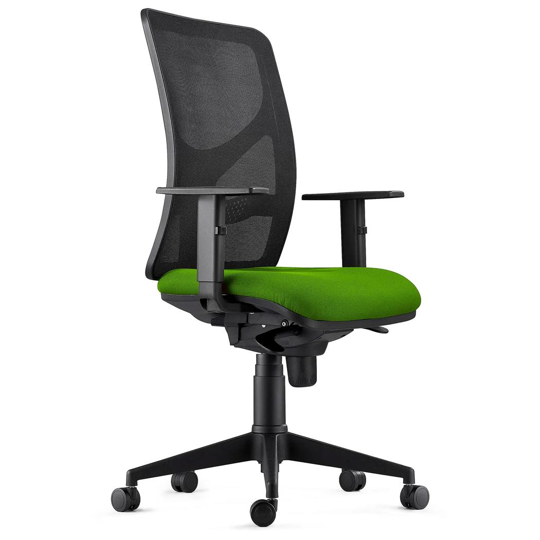 Cadeira de Escritório MILO, Braços Ajustáveis, Apoio Lombar, em Pano, Verde