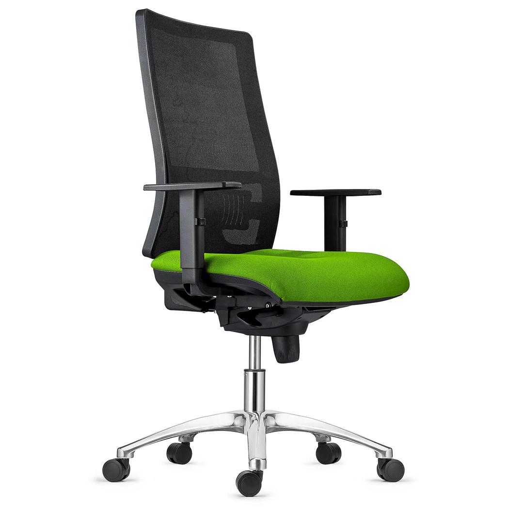 Cadeira ergonómica EMERSON, Base Metálica, Apoio Lombar, Encosto Ajustável, Pano, em Verde