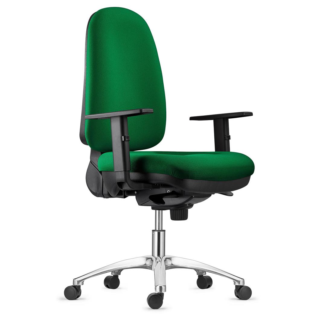 Cadeira de Escritório NAXOS PRO, Base Metálica Reforçado XXL, Braços Ajustáveis, Pano Verde