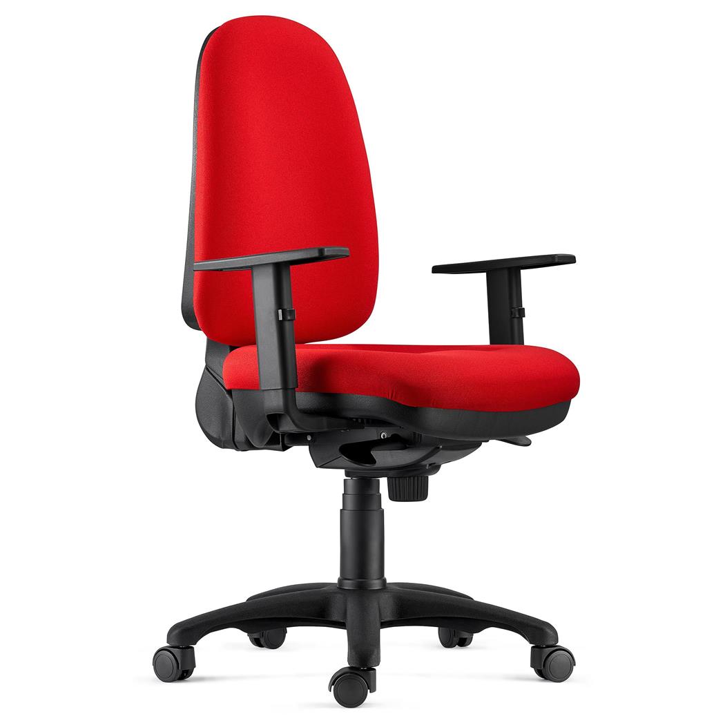 DEMO# Cadeira de Escritório NAXOS PRO, Reforçado XXL, Braços Ajustáveis, Pano Vermelho