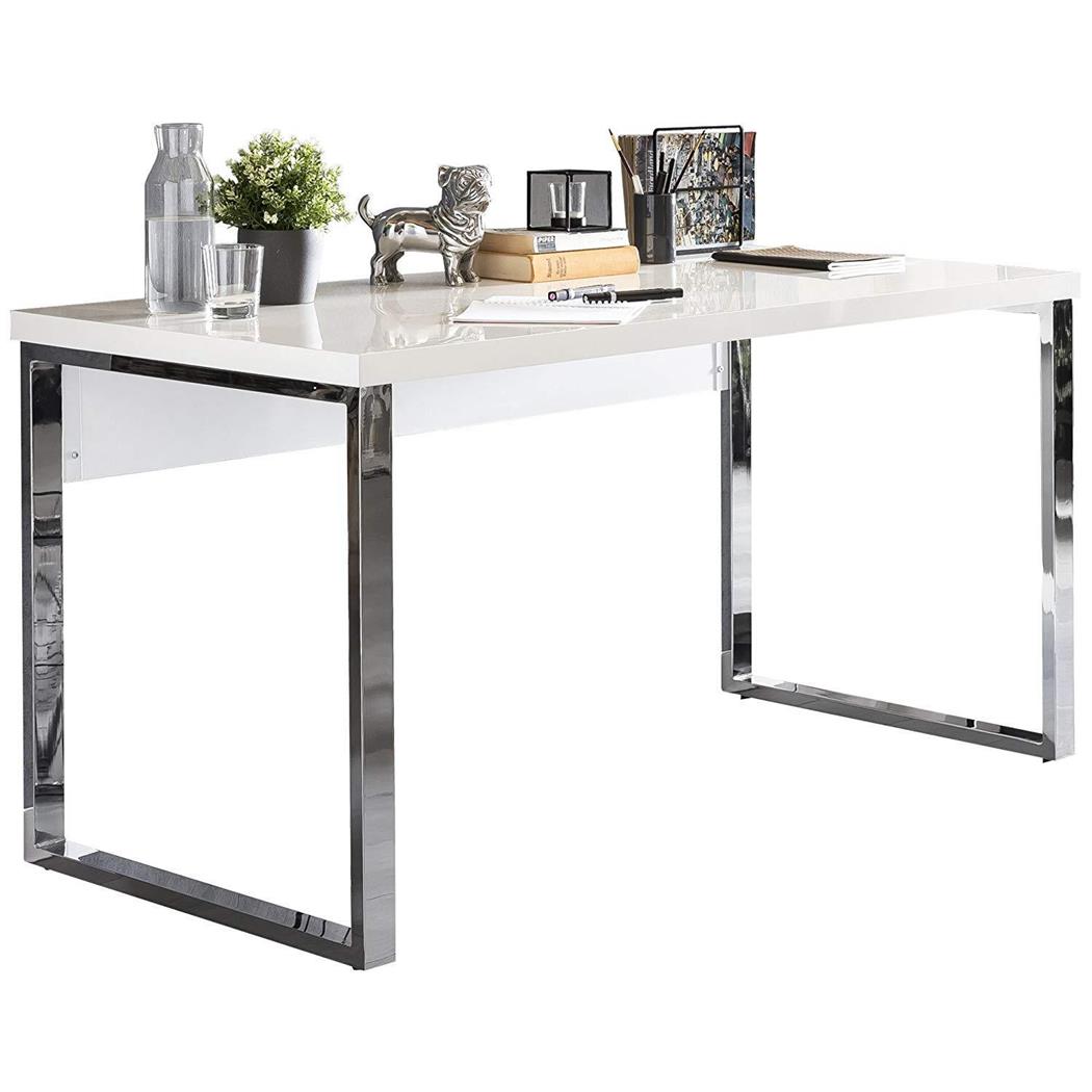 Mesa de Escrtório ANISA, 140x70x76 cm, Estructura Metálica e Madeira Cor Branco 