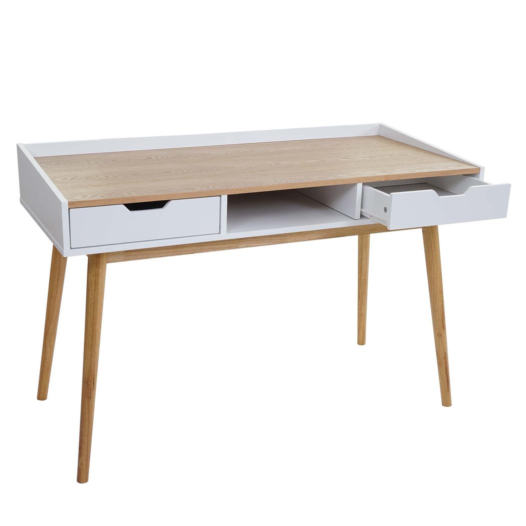 Mesa de Computador JORGEN, 120x55x80 cm, Em Madeira, Cor Castanho / Branco