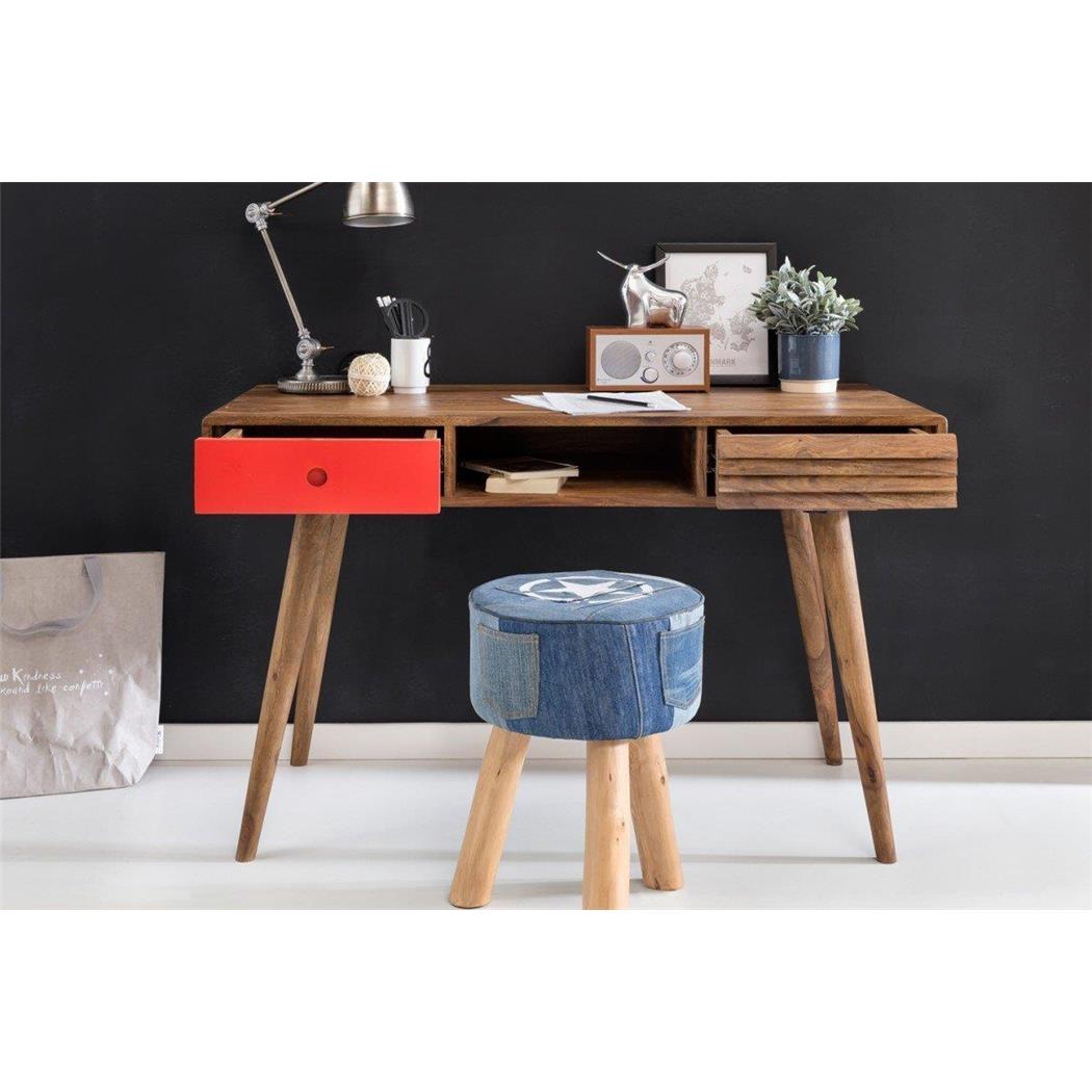 Mesa de Computador REPANG, 117x60x75 cm, Em Madeira, Cor Castanho / Vermelho