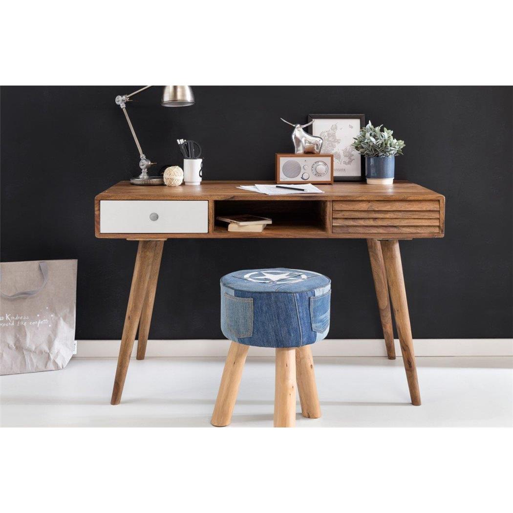 Mesa de Computador REPANG, 117x60x75 cm, Em Madeira, Cor Castanho / Branco