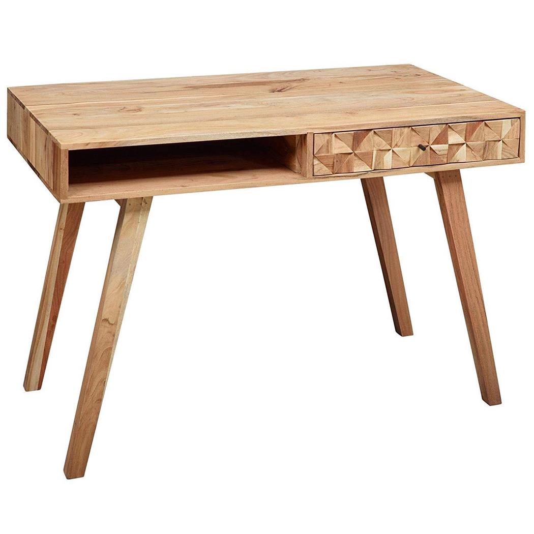 Mesa de Computador AMINA, 115x60x77 cm, Em Madeira, Fabrico Artesanal, Cor Castanho