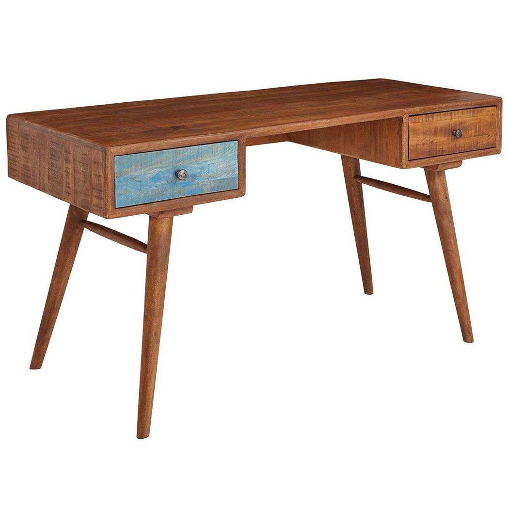 Mesa de Computador SAHARA, 140x60x78 cm, Em Madeira, Cor Castanho / Azul