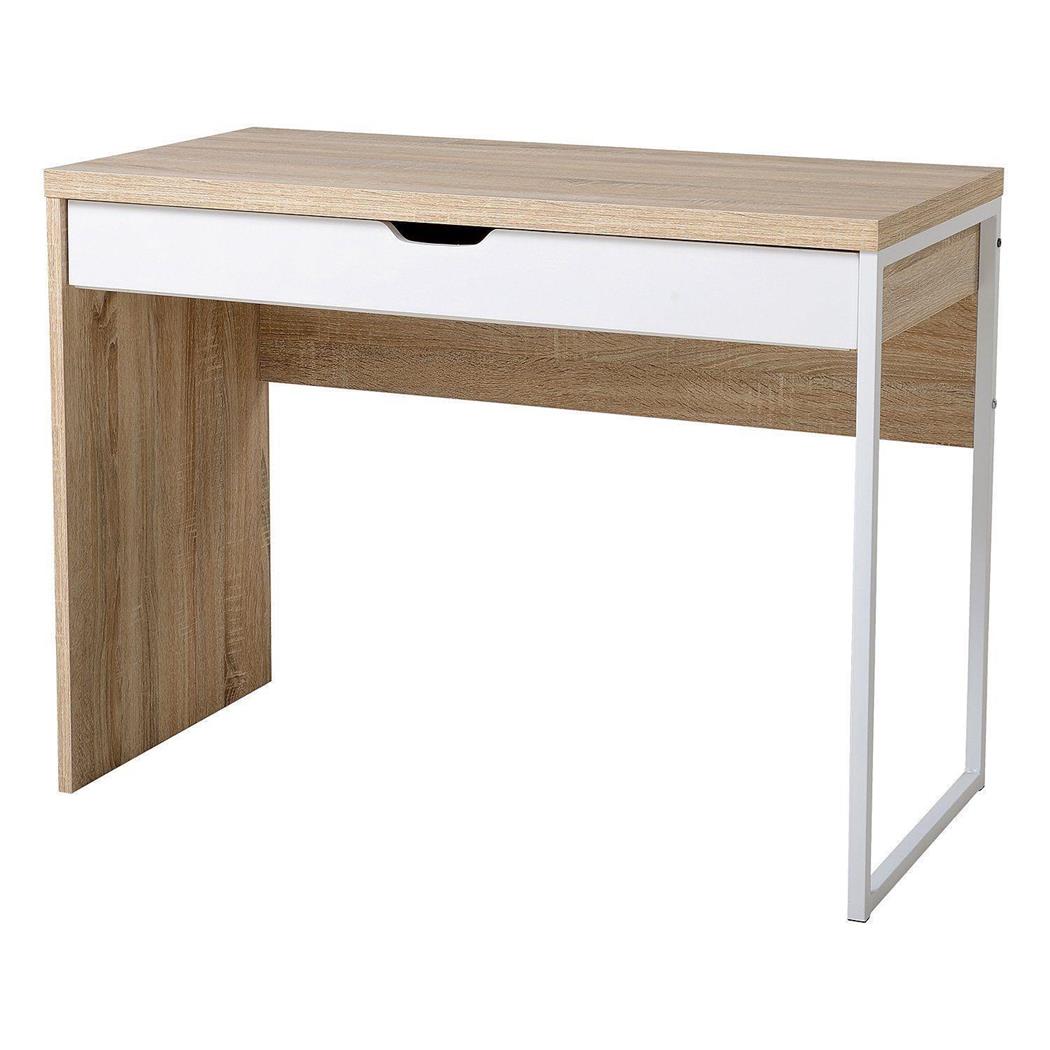 Mesa de Computador HANS, 100x50x75 cm, Com Gaveta, Cor Castanho / Branco