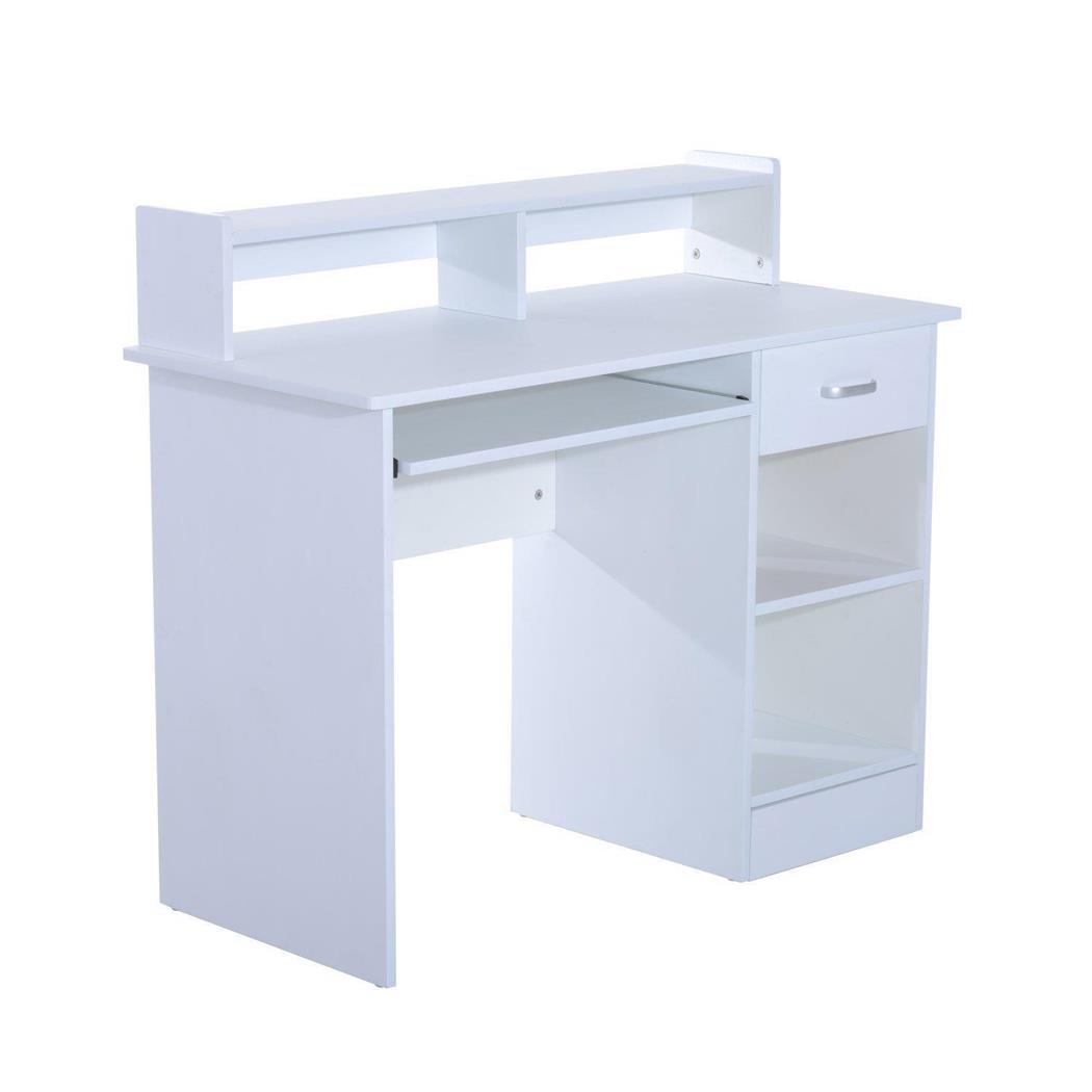 Mesa de Computador ADEN, 106x50x93,5 cm, Com Gavetas, Em Madeira, Cor Branco