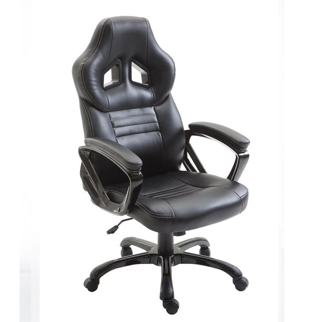 Cadeira Gaming RAIKONEN, Com Altura Regulável, Mecanismo de Balanço, Em Pele Preto