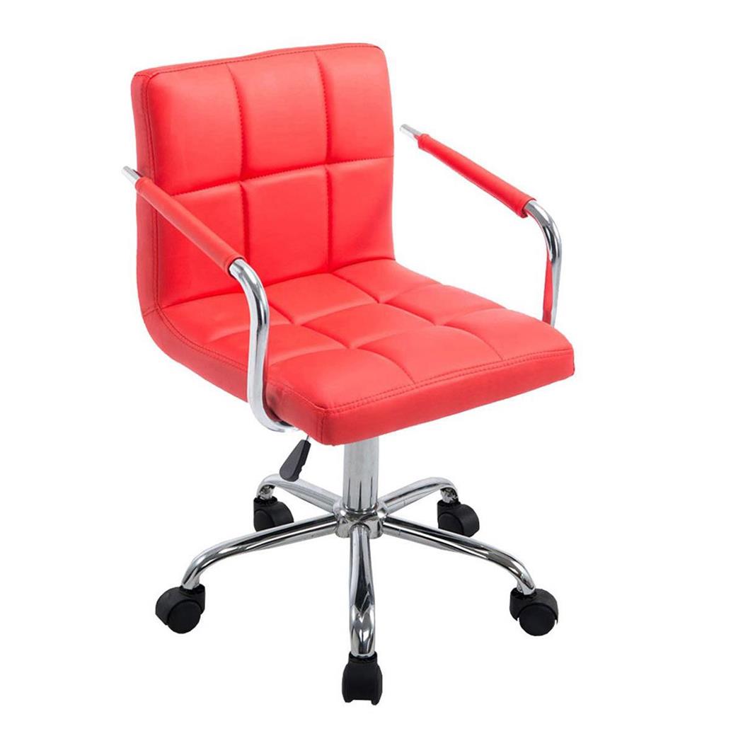 Cadeira de Escritório BETTY, Bom Acolchoado, Estrutura Metálica, em Pele cor vermelho