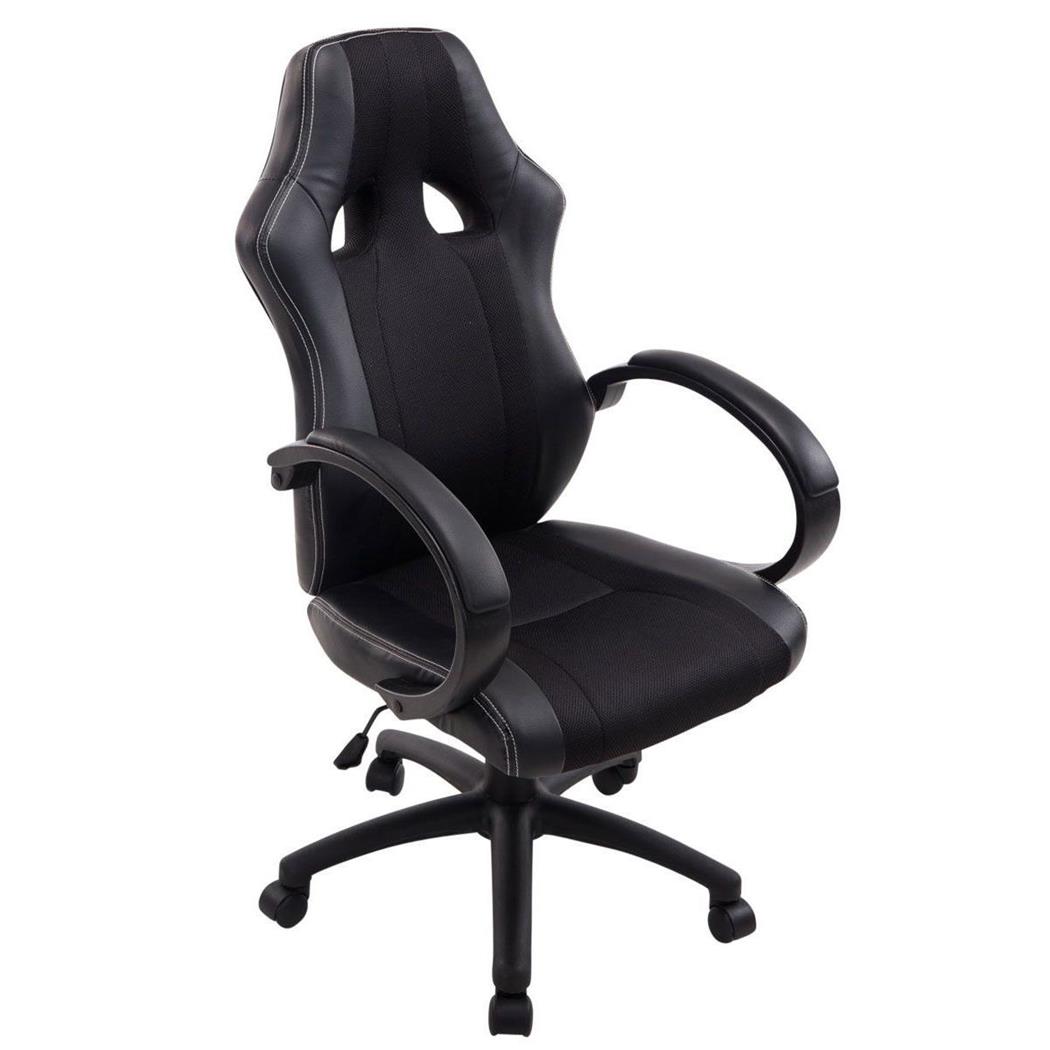 Cadeira Gaming KUBICA, Apto para 8H, Mecanismo de Balanço, Em Pele Preto