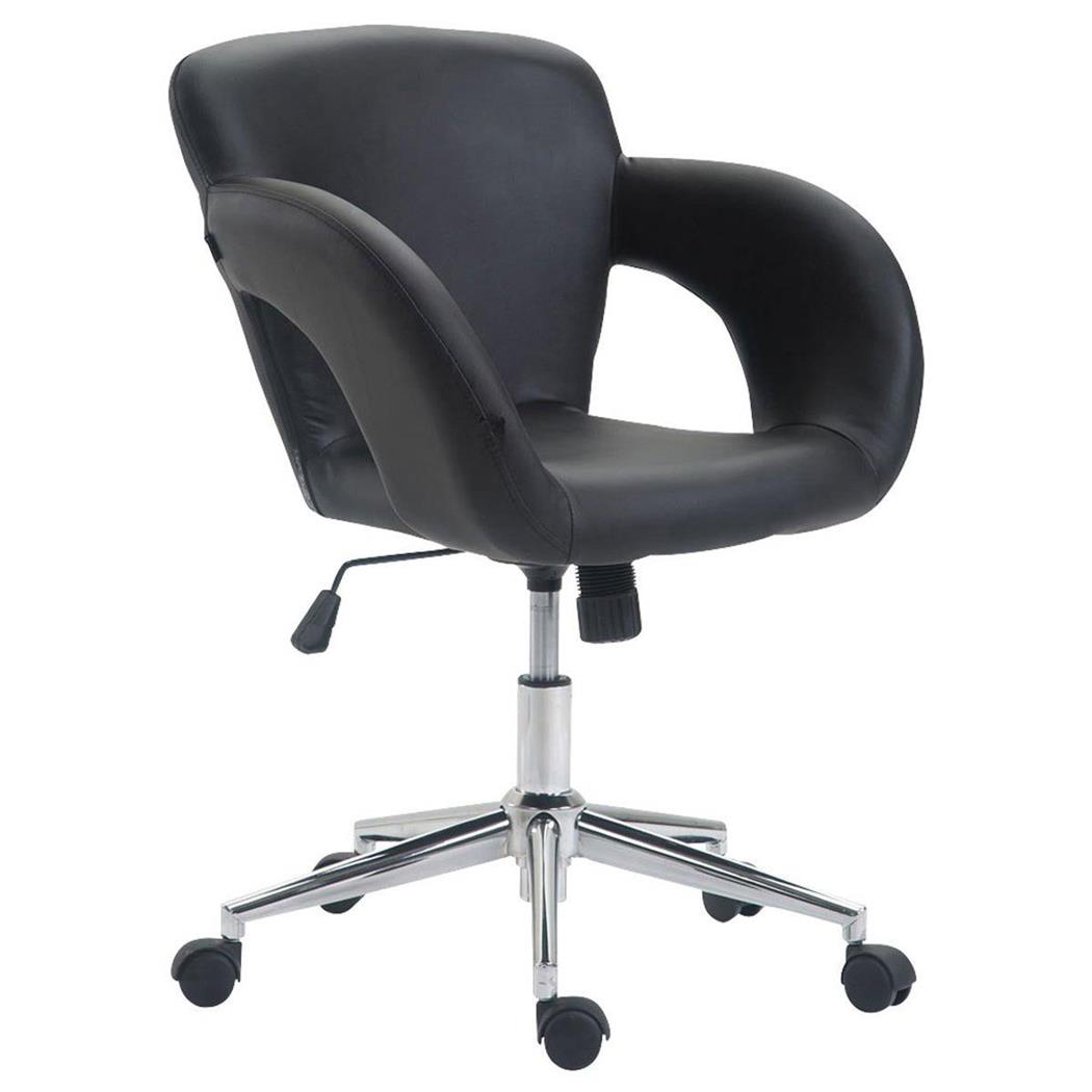 Cadeira de Escritório ALVA, Altura ajustável, Estrutura Metálica, em Pele Cor Preto