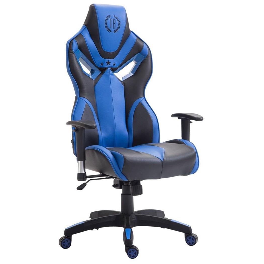 Cadeira Gaming HAMIL PELE, Mecanismo de Balanço, Grosso Acolchoado, Em Preto/Azul