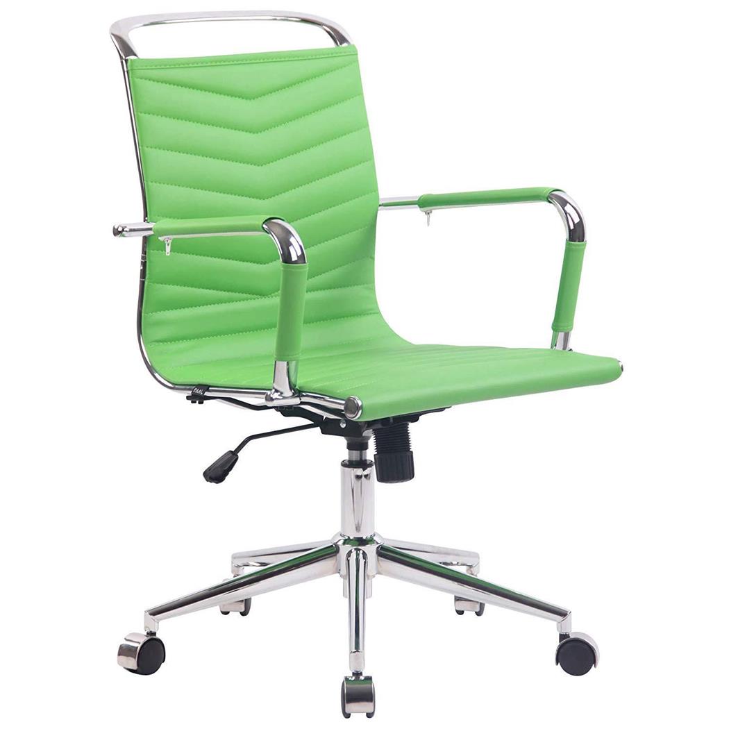 Cadeira de Escritório SIGRID, Design Moderno e com Costuras Visíveis, Em Pele Verde