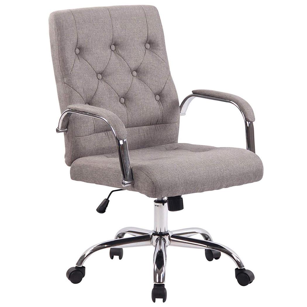 Cadeira de Escritório NESI PANO, Estrutura Metálica, Com Capitoné, Cor Cinzento Claro