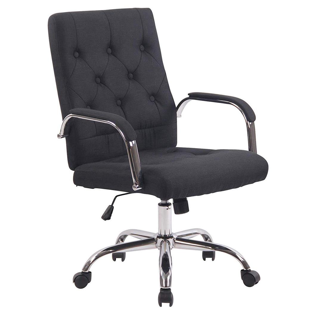 Cadeira de Escritório NESI PANO, Estrutura Metálica, Com Capitoné, Cor Preto