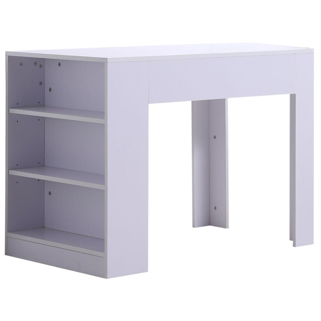 Mesa de Escritório, NELA, Dimensões 100x60x75 cm, Com Estantes, Madeira, Cor Branco