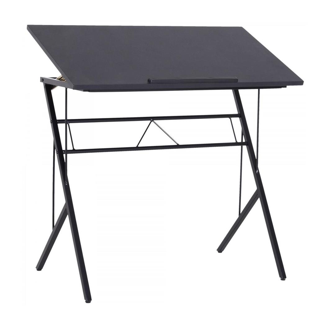 Mesa inclinável BEKIR, 90x50x76-91 cm, em Metal e Madeira, Cor Preto