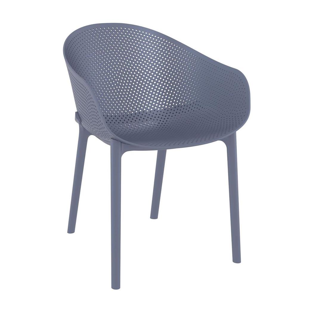 Cadeira de Visita DYNA, Apoia Braços Integrados, Design Moderno, Cor Cinzento