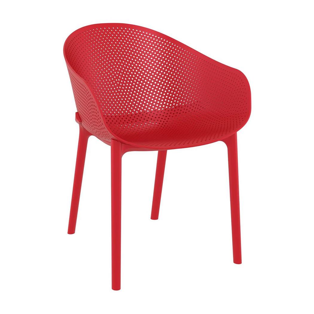 Cadeira de Visita DYNA, Apoia Braços Integrados, Design Moderno, Cor Vermelho
