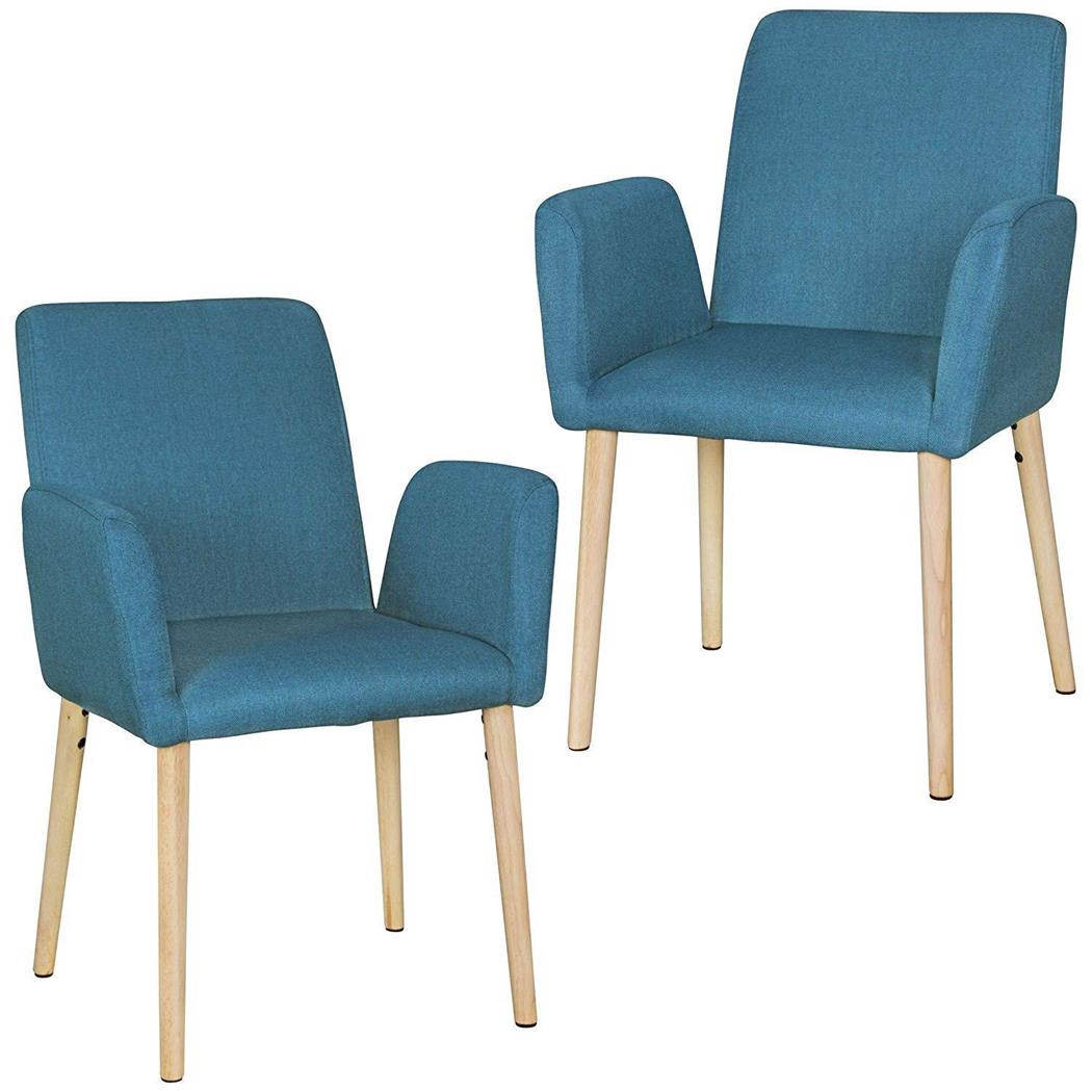 Lote 2 Cadeiras de Visita OMAR, Apoia Braços Integrados, Em Pano, Cor Azul Turqueza