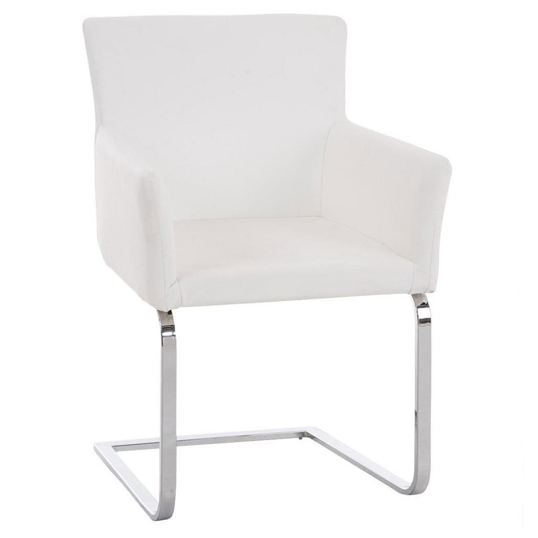 Cadeira de Visita, PIRU, Estructura Metálica, Acolchoado, Em Pele, Cor Branco