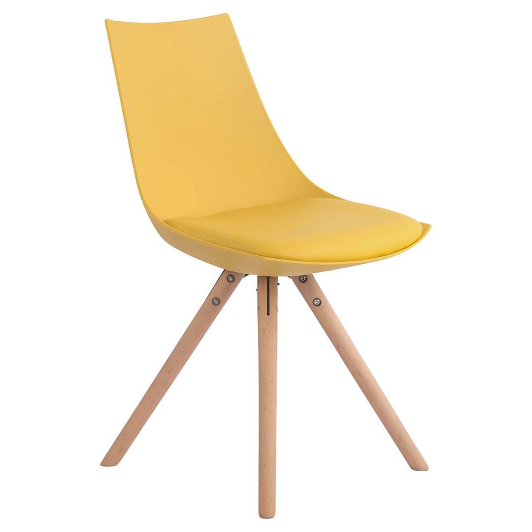 Cadeira de Visita SAMOA, Elegante, Pernas em Madeira, Pele Sintética, Cor Amarelo