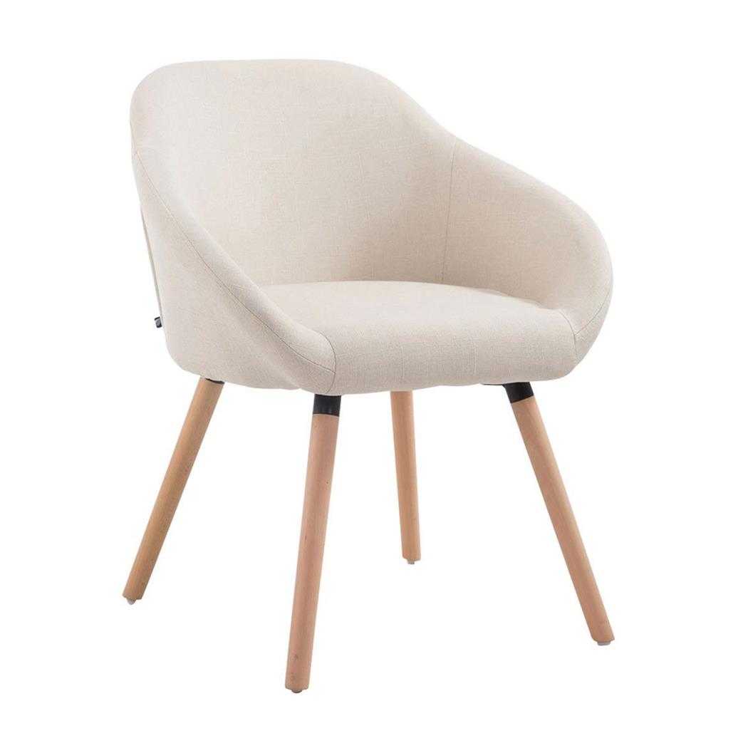 Cadeira de Visita, CINTIA TECIDO, Conforto, Pernas Claras, Cor Creme
