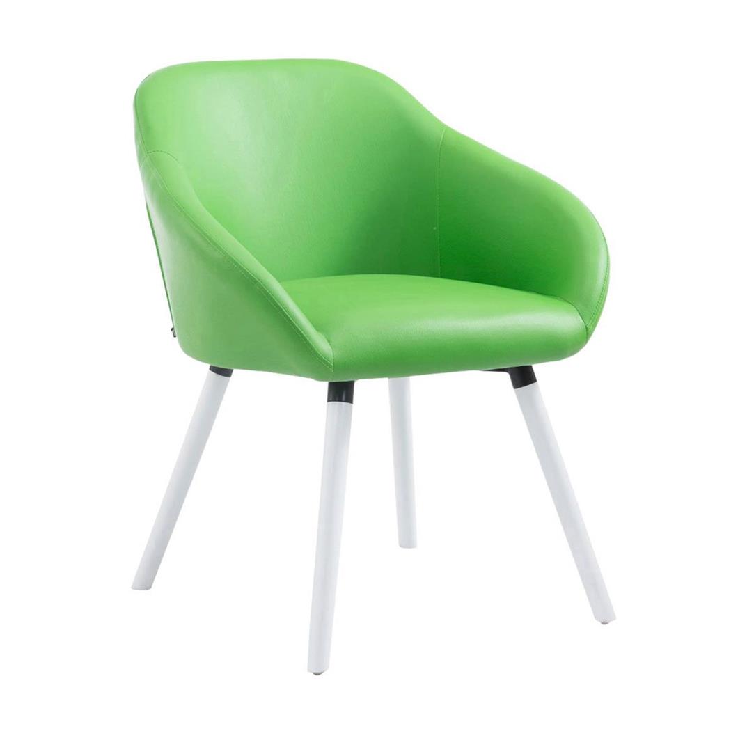 Cadeira de Visita, CINTIA, Conforto, Pernas Brancas, Em Pele Cor Verde