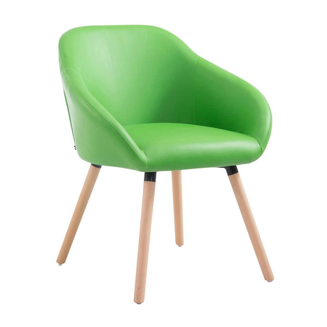 Cadeira de Visita, CINTIA, Conforto, Madeira de Carvalho Escura, Em Pele Cor Verde