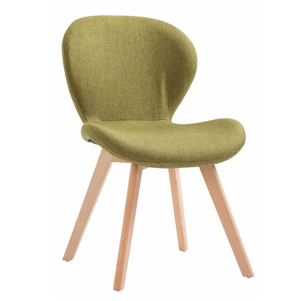 Cadeira de Visita RUDY, Estructura de Madeira Clara, Acolchoado, Cor Verde