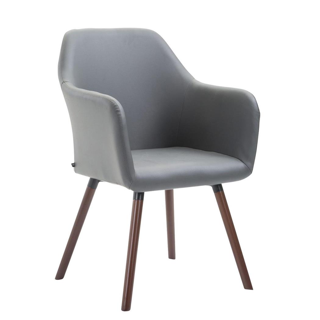 Cadeira de Visita, NIEBLA PELE, Comodidade, Pernas Escuras, Cor Cinzento