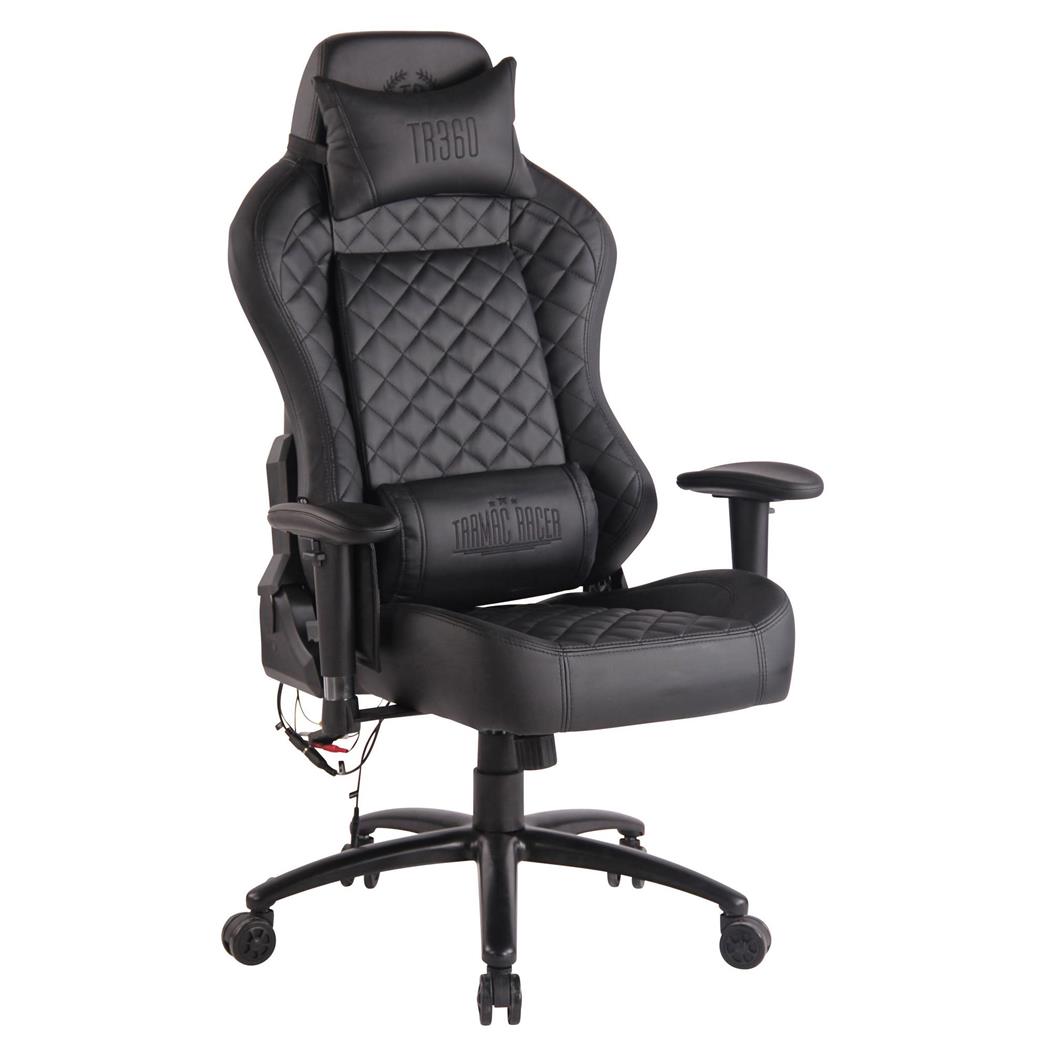 Cadeira gaming COPSE, Função de Aquecimento e Massagem, Em Pele Preto 