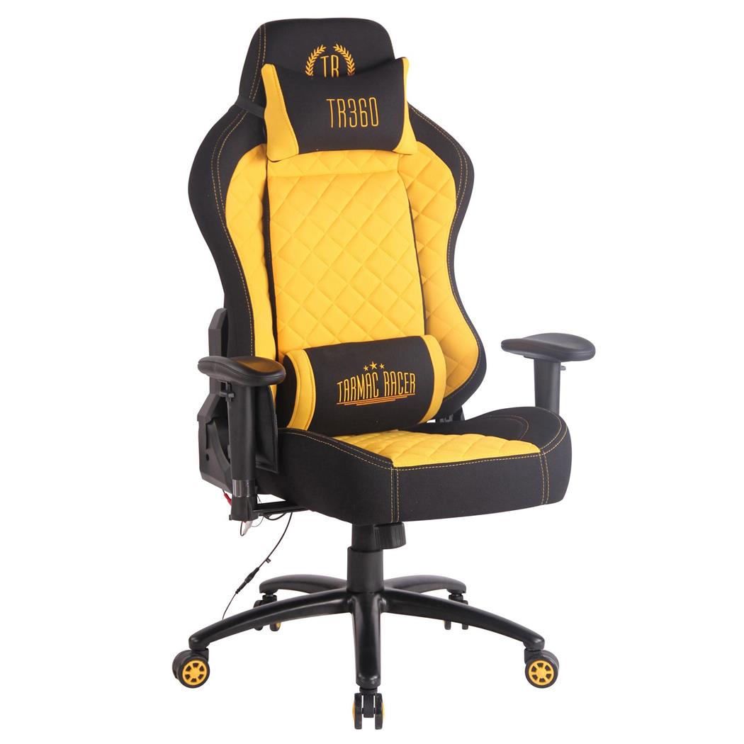 Cadeira gaming COPSE PANO, Função de Aquecimento e Massagem, Em Preto / Amarelo