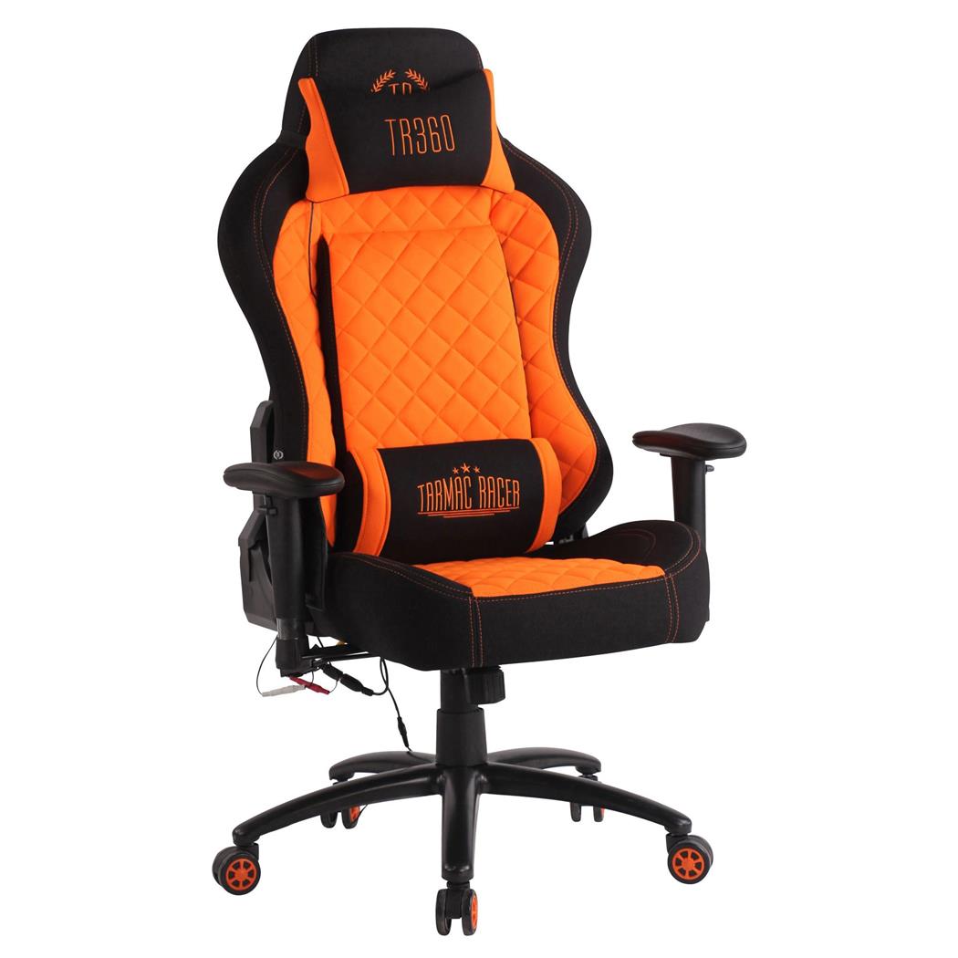 Cadeira gaming COPSE PANO, Função de Aquecimento e Massagem, Em Preto / Laranja