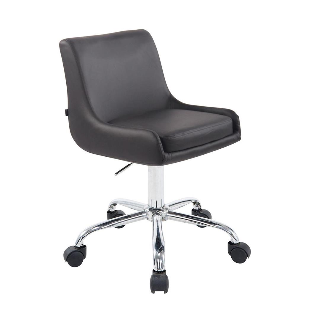 Cadeira de Escritório ASIA, Base Metálica, Design Moderno, Em Pele, Cor Cinza