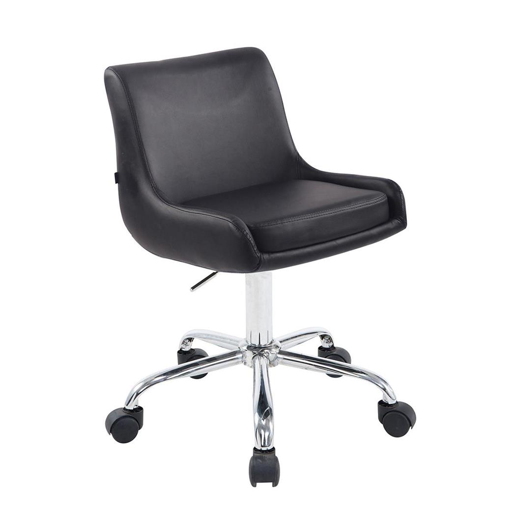 Cadeira de Escritório ASIA, Base Metálica, Design Moderno, Em Pele, Cor Preto